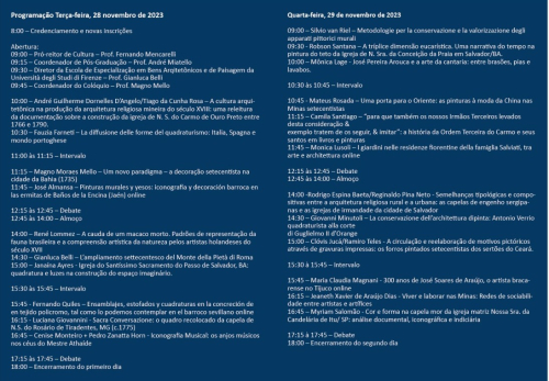 Congreso Internacional de Hª del Arte. La gran decoración barroca. Belo Horizonte. 28, 29 y 30  de Novembre de 2023. Programación.