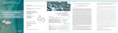 IV Congresso Ibero Americano deInvestigações em Conservação e Restauro.Práticas Sustentáveisno Património.belas-artes ulisboa.12 a 18 outubro 2022, Lisboa